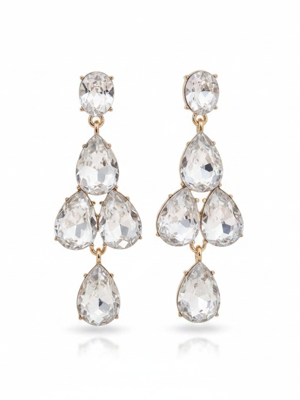 RACHEL PARCELLS WINTAGE FEMME CRYSTAL KITE EARRINGS GOLD CLEAR NWT